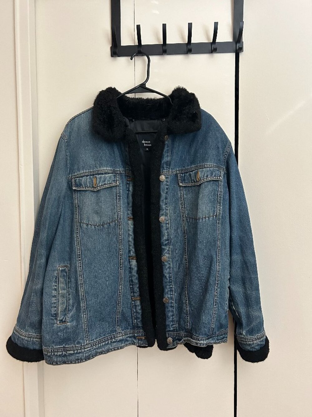 Dennis Basso -- denim jacket with black faux fur lining